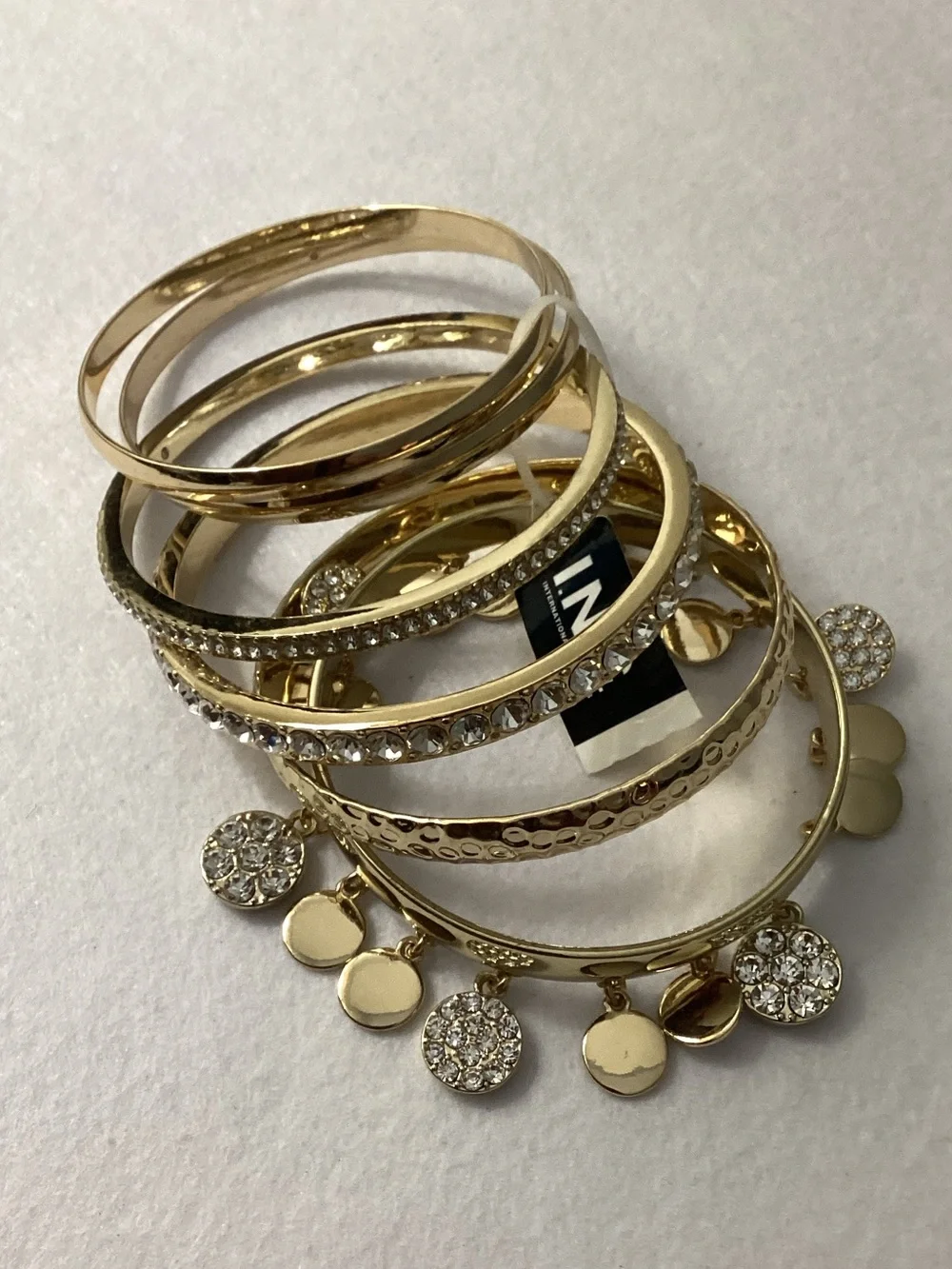 I.N.C International Concepts Gold-Tone 6-Pc. Set Crystal Bangle Bracelets